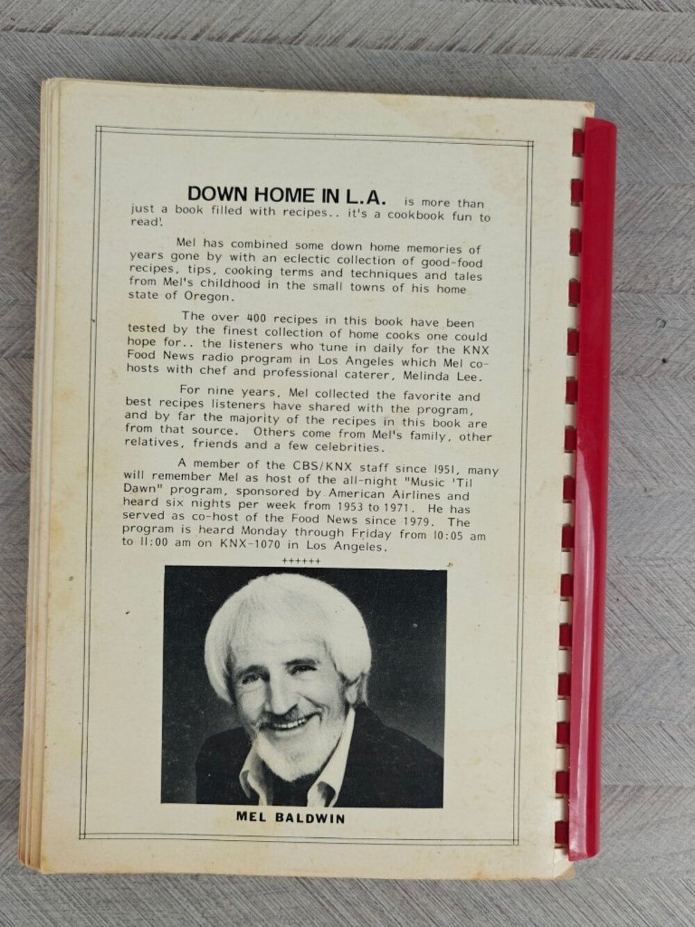 Mel Baldwins Down Home In L.A. Cookbook 1989 Spiral-Bound Recipes & Tips Signed - Picture 2 of 9